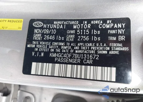 2011 Hyundai Genesis 4.6 z USA, uszkodzony, nr VIN KMHGC4DF7BU131672